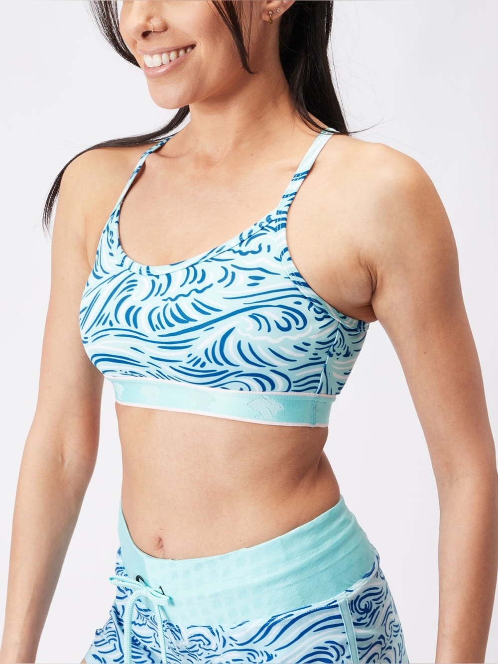 rabbit New w Tag M Women's Strappy Pocket Bra Waterspout Waves